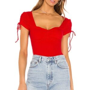 Superdown Sierra Ruched Crop Top in Red